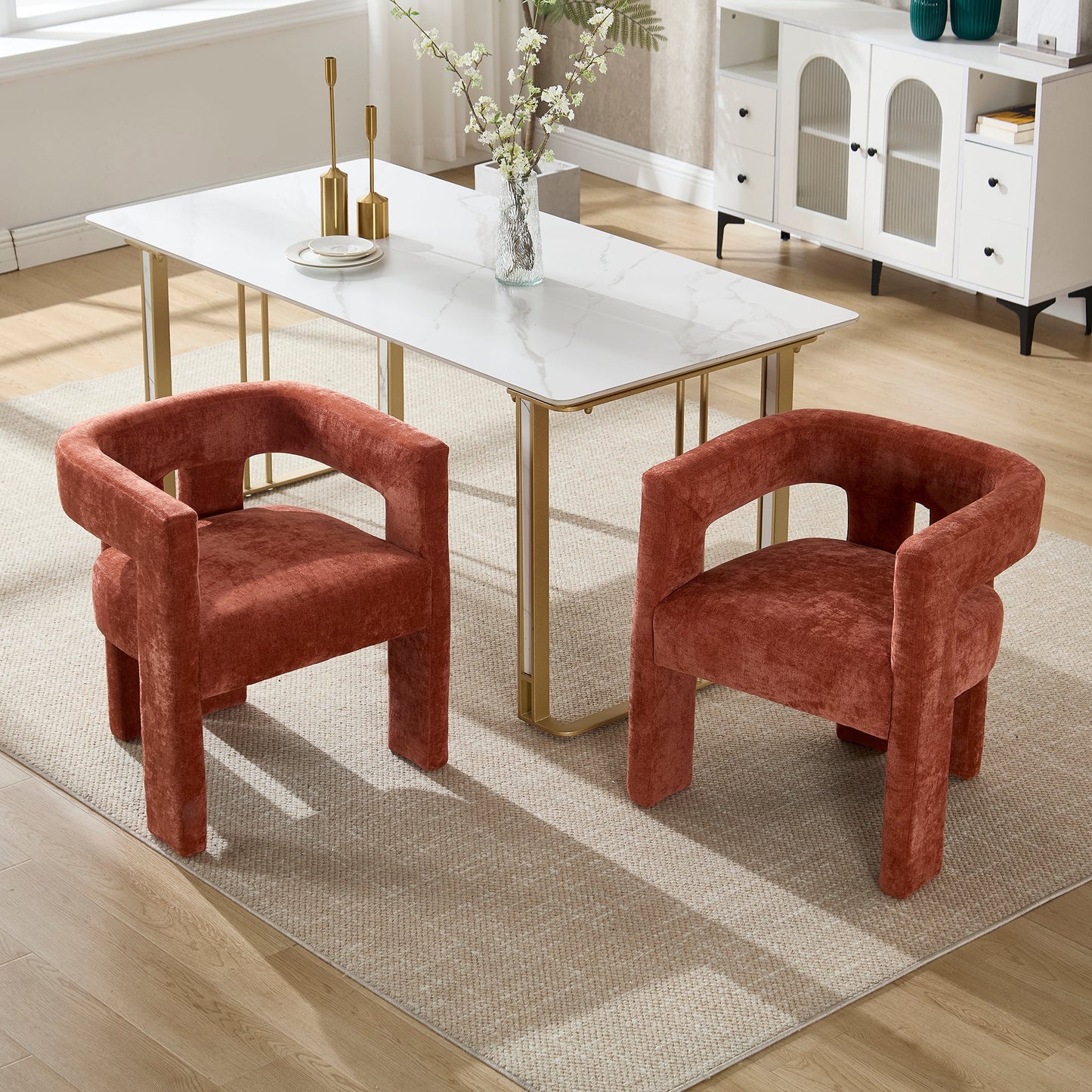Suncrest Chenille Accent Chairs – Set of 2, Burnt Orange