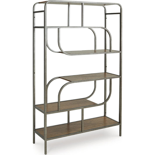 Jaddon Bookcase - Brown/Antique Silver