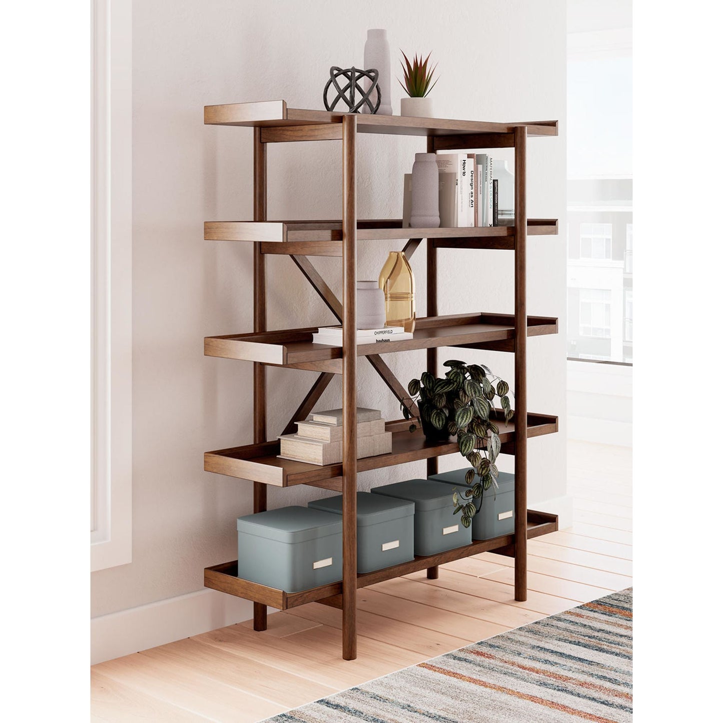 Lyncott Bookcase - Brown