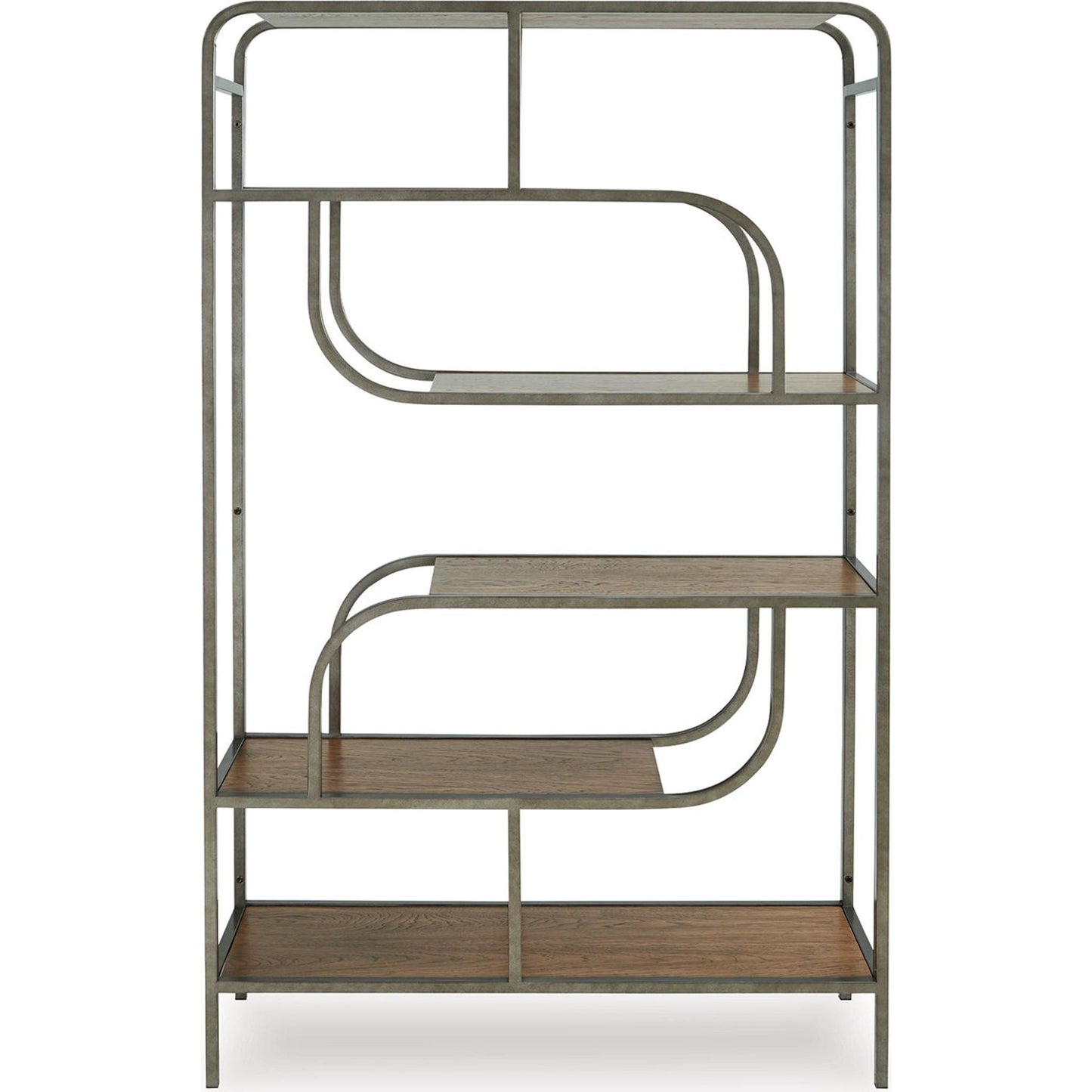 Jaddon Bookcase - Brown/Antique Silver