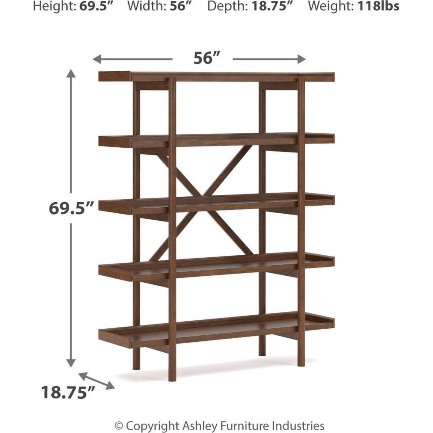 Lyncott Bookcase - Brown