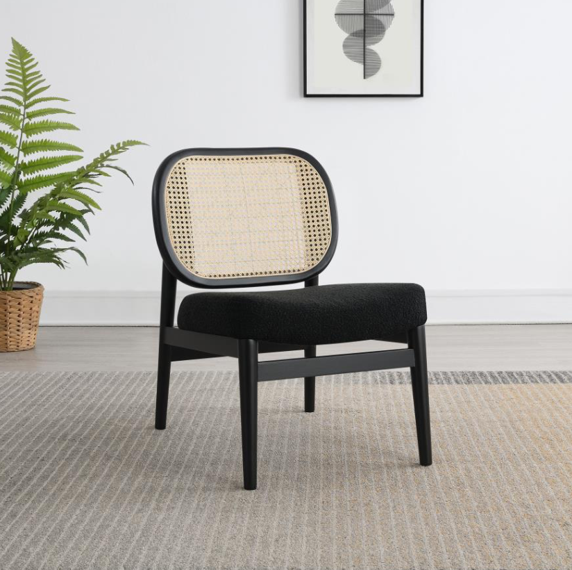 Rayo Rattan Cane Back Accent Chair with Padded Seat