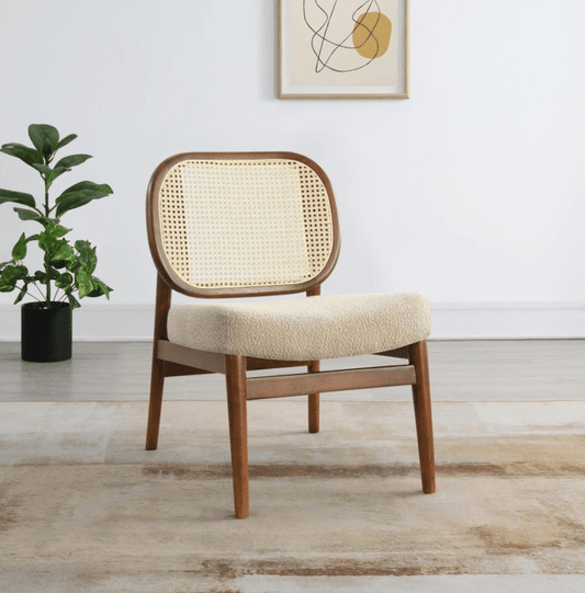 Rayo Rattan Cane Back Accent Chair with Padded Seat
