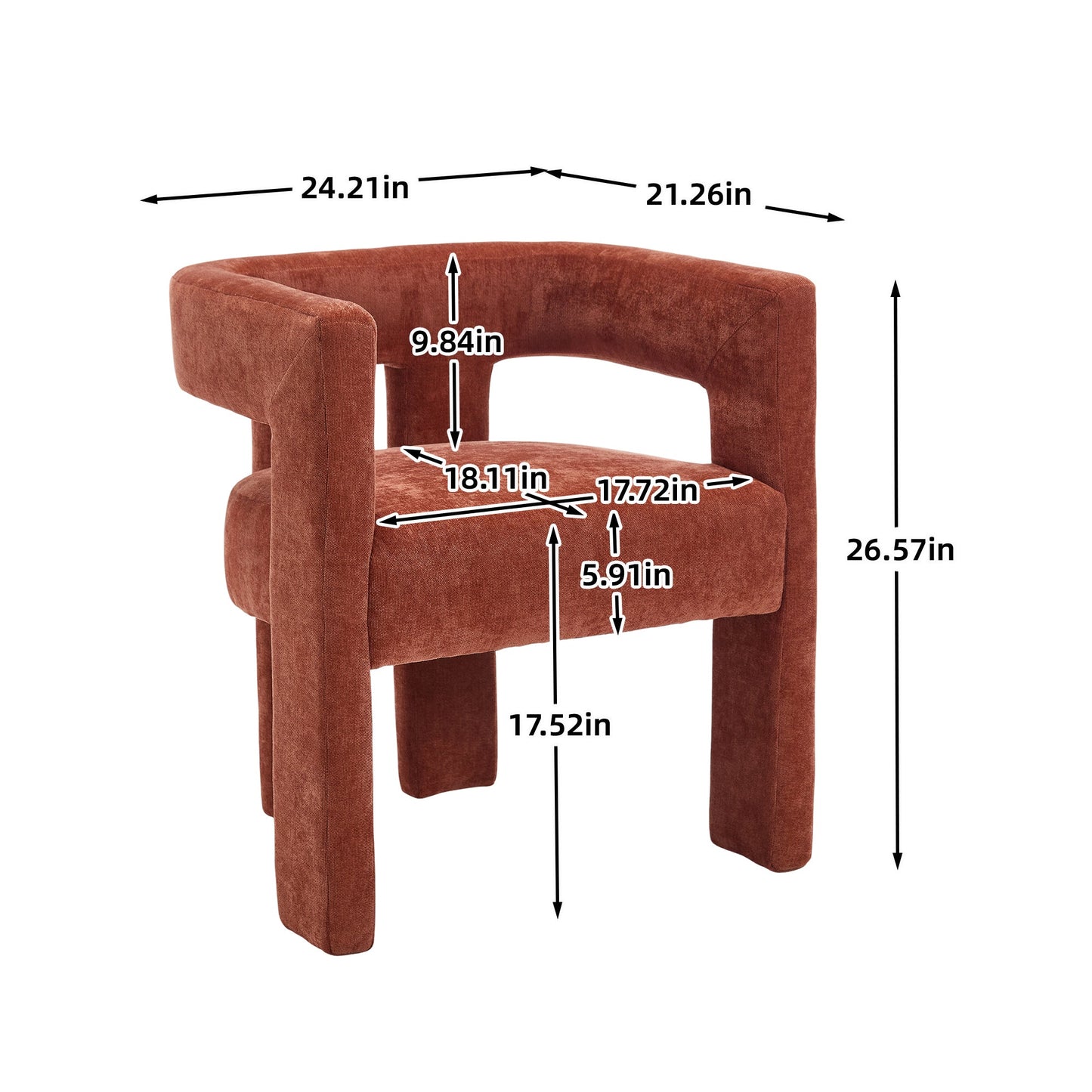 Suncrest Chenille Accent Chairs – Set of 2, Burnt Orange